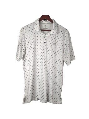 Adidas Golf Shirt Mens Medium M White Ultimate365 Triangle Logo Polo Short Sleev